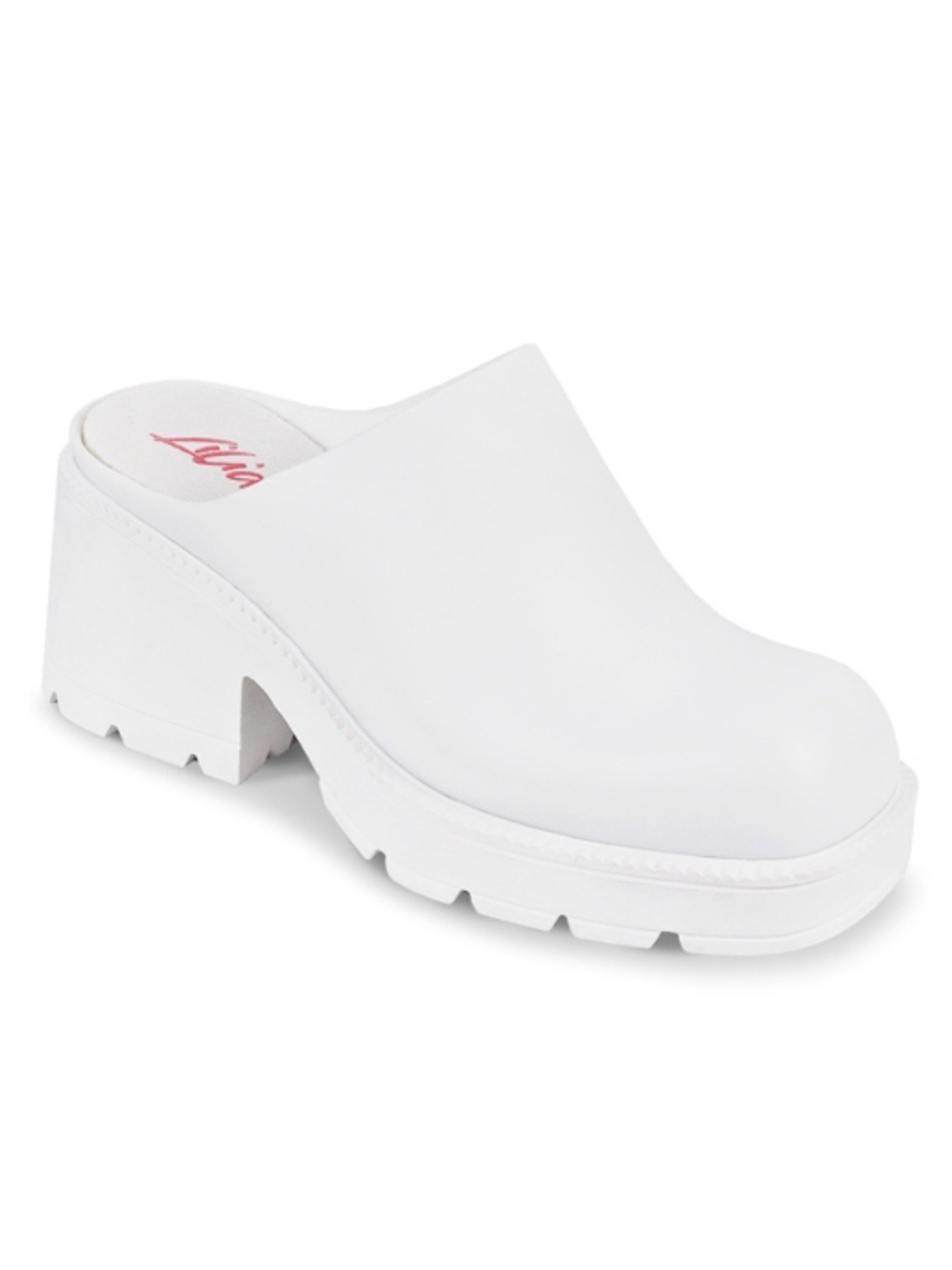 NWT Liliana White Slip-On Clog Mule with Lug Sole
